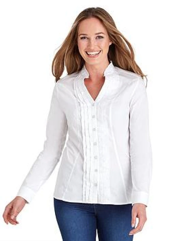 Image of Joe Browns Essentials Ruffle Detail Long Sleeve White Blouse White female