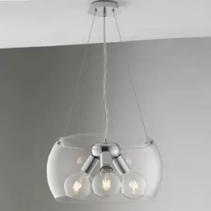 Image of EQUATORE 3 Light Cylindrical Pendant Ceiling Light Transparent 40x20cm