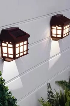 Image of Pack of 2 Lantern-Style Solar Fence Lights - White