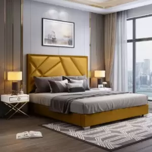 Image of Envisage Trade - Crina Upholstered Beds - Plush Velvet, King Size Frame, Mustard - Mustard