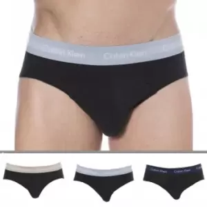 Image of Calvin Klein 3- Pack Cotton Stretch Briefs - Black - Color Waistband S