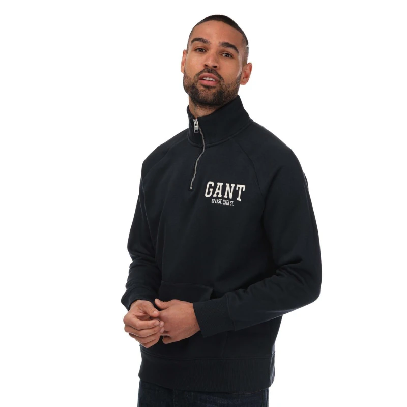 Image of Gant Arch Half-Zip Sweatshirt - Blue Blue S