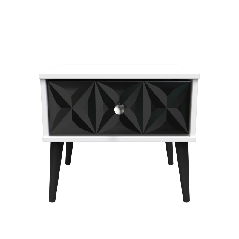 Image of Toledo 1 Drawer Bedside In Deep Black & White (Ready Assembled)