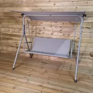Image of 2 Seater Metal Swinging Hammock Chair with Canopy Outdoor Garden Furniture in Light Grey