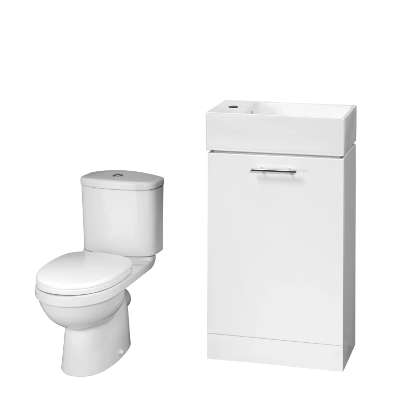 Image of Balterley Cloakroom Suite Floor Standing Vanity and Toilet Set Gloss White White