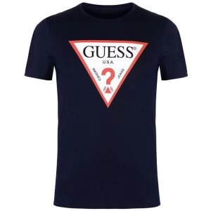 Image of Guess Logo Original T Shirt - Blue Navy G720