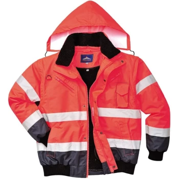 Image of Portwest - C465RNRS - sz S Hi-Vis Contrast Bomber Jacket - Red/Navy