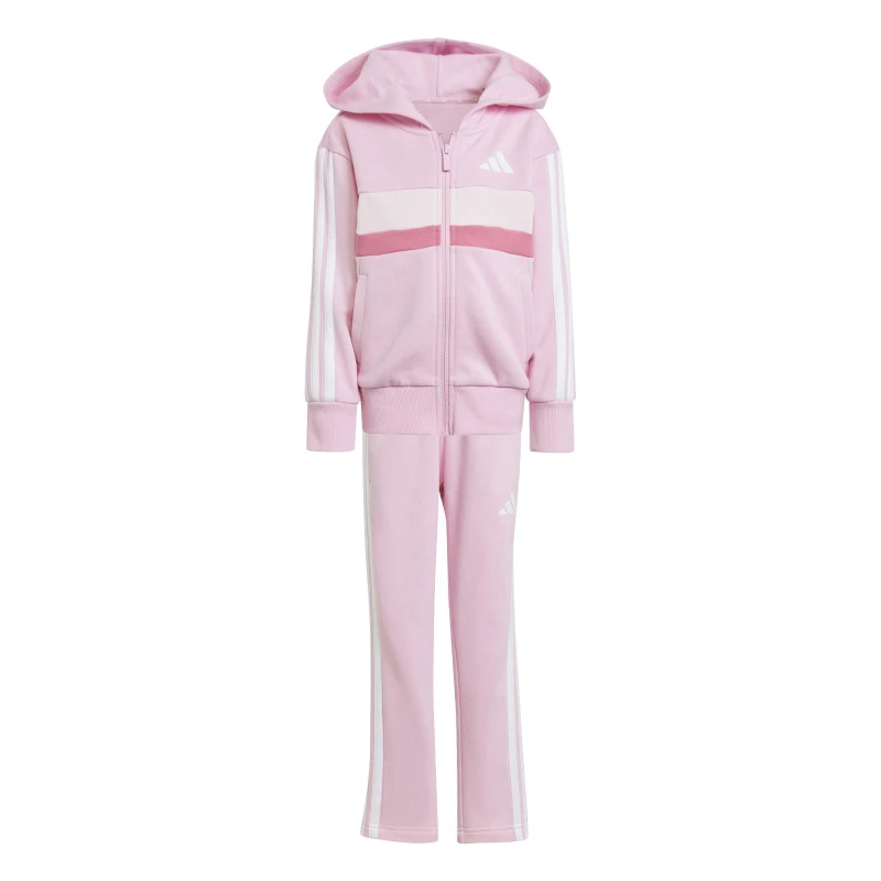 Image of adidas Seasonal Essentials Tiberio 3-Stripes Fleece Track Suit Kids Pink/White female 5-6 Years