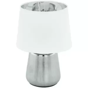 Image of Manalba Table Lamp With Round Tapered Shade Silver - Eglo