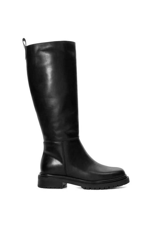 Image of Dune London 'Tilings' Leather Knee High Boots Black