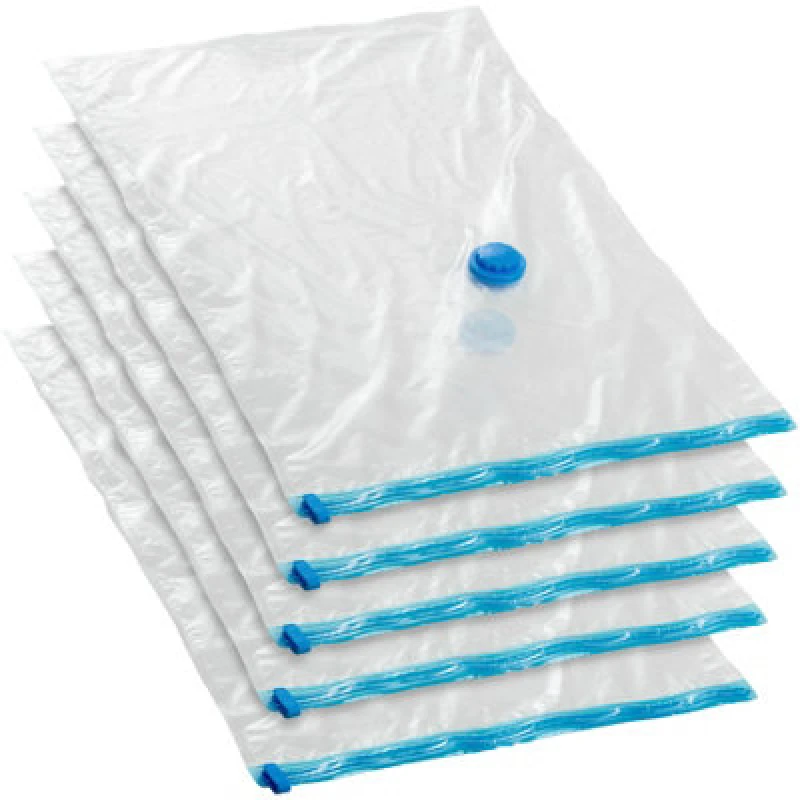 Image of Tectake Vacuum Storage Bags - 5 Bags With Intake And Exhaust Valve M (48 X 68 Cm) - Transparent