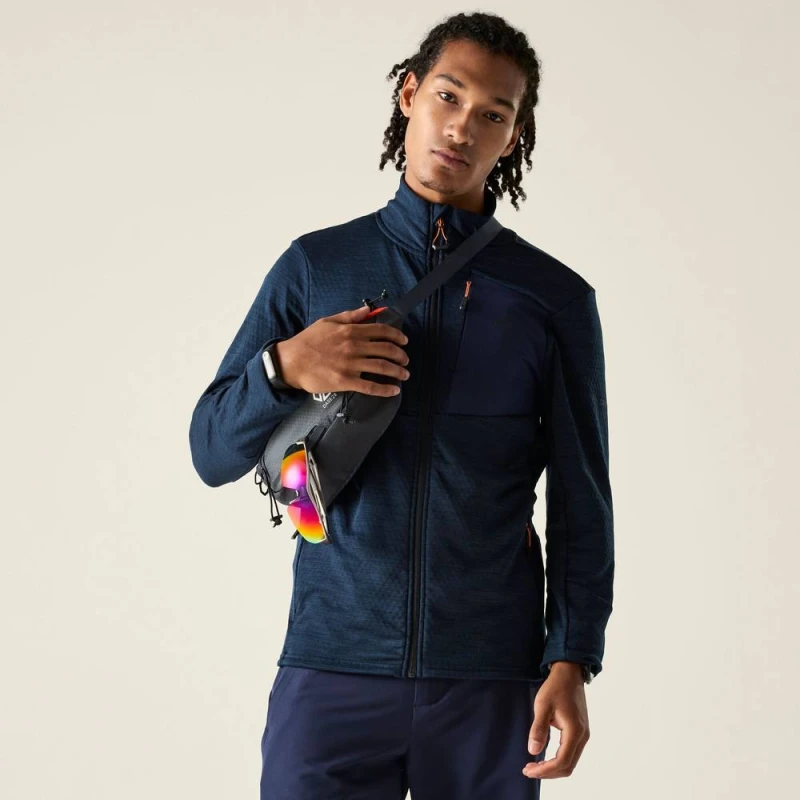 Image of Dare 2b Mens Venture Full Zip Stretch Midlayer in Mid Navy Size: Medium Mid Navy Male M