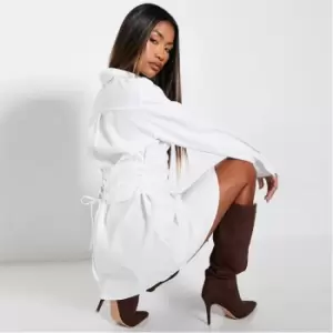 Image of I Saw It First Corset Back Mini Shirt Dress - White