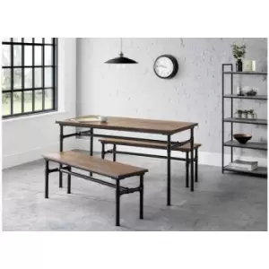 Image of Industrial Style Dining Set - Carnegie Table & 2 Benches - Julian Bowen