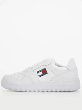 Image of Tommy Jeans Retro Basket Leather Trainer - White, Size 41, Women