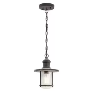 Image of Outdoor IP45 1 Bulb Chain Lantern Light Weathered Zinc LED E27 100W