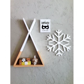 Image of Tent - Natural, White Brown White Wall Shelf
