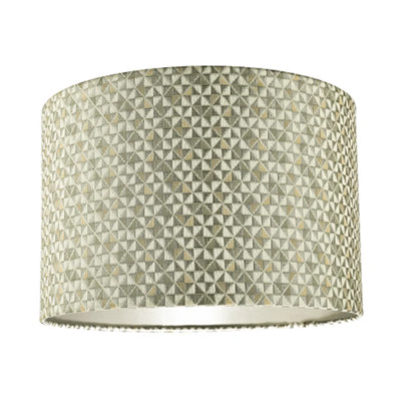 Image of Happy Homewares Modern Silver And Gold Cotton Lamp Shade With Squares And Diamonds