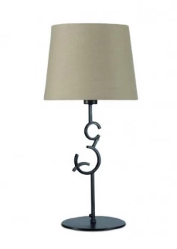 Image of Table Lamp 1 Light E27 Large with Taupe Shade Brown Oxide