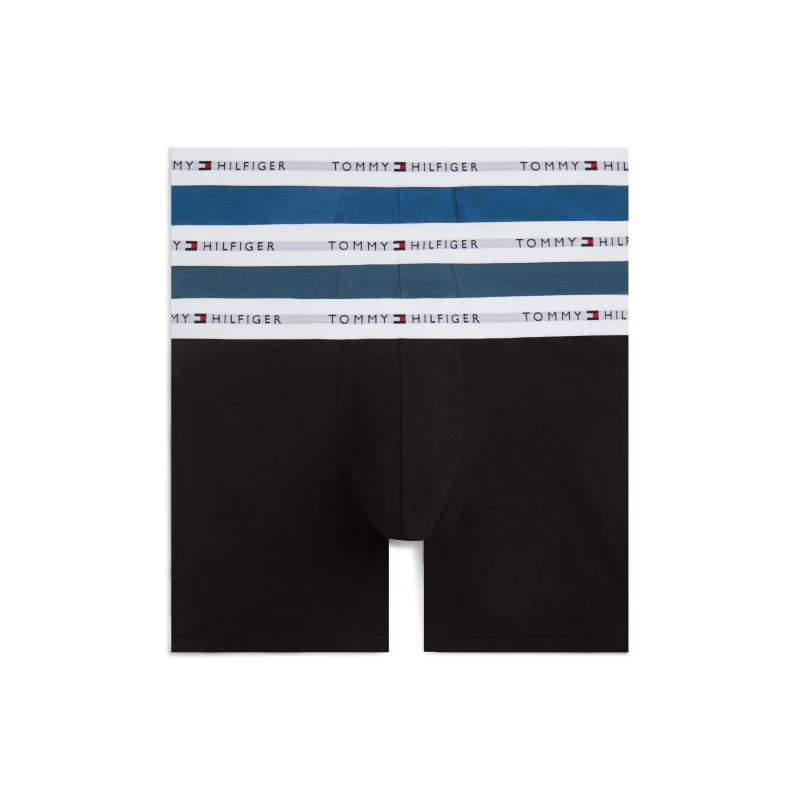 Image of Tommy Hilfiger 3 Pack Boxer Briefs Blk/Blu/Ag Sea male X Large