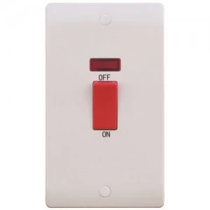 Image of ESR Sline 45A White 2G DP 230V Electric Cooker Wall Plate Switch With Neon