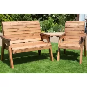 Image of Hand Made 3 Seater Chunky Rustic Wooden Garden Furniture Companion Set with Angled tray