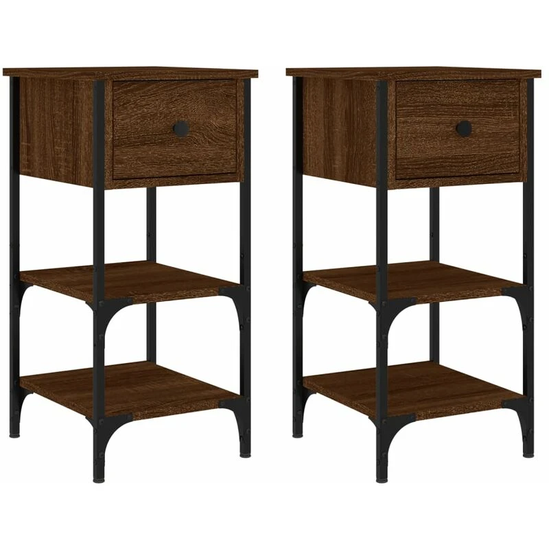 Image of VIDAXL Bedside Cabinets 2 pcs Brown Oak 34x36x70cm Engineered Wood Vidaxl 8720845939410
