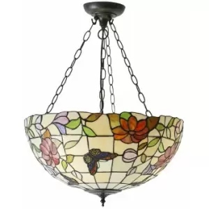 Image of Large Tiffany Butterfly Pendant Light - Dark Bronze Finish - 3 x 60W E27 gls