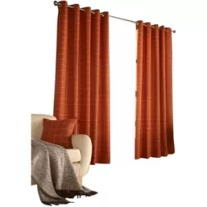 Image of Furn Ellis Ringtop Eyelet Curtains (168 x 183 cm) (Burnt Orange) - Burnt Orange