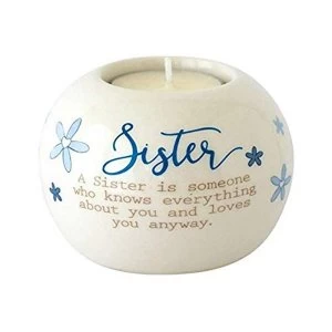 Image of Said with sentiment Ceramic Tealight Candle Holder - Sister