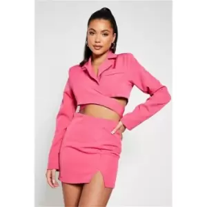 Image of I Saw It First Pink Notch Detail Mini Skirt - Pink