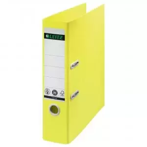 Image of Leitz 180 Recycle Lever Arch File A4 80mm Spine Yellow 10180015
