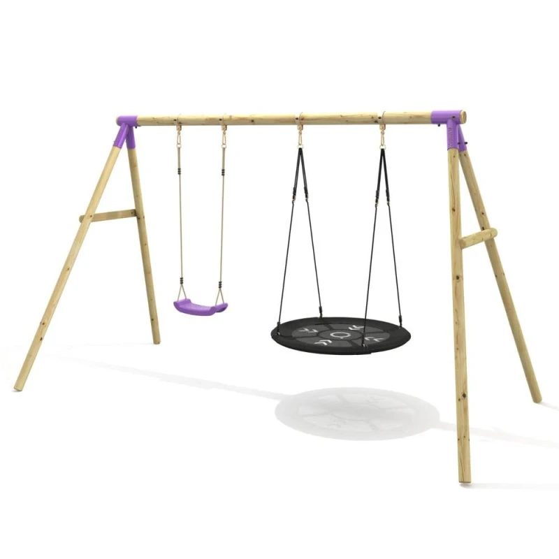 Image of OutdoorToys Rebo Double Garden Swing Set for Kids - Meteorite Purple Purple Unisex