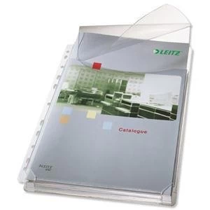 Image of Original Leitz A4 Heavy duty Gusseted Expanding Pocket Multipunched Clear Pack of 5