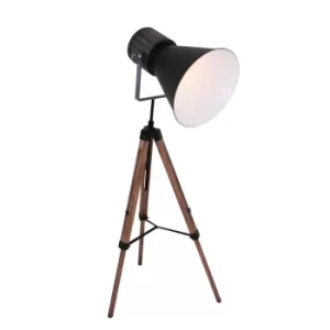 Image of Hoody Tripod Tripod Floor Lamp Black Matt, Wood Clear