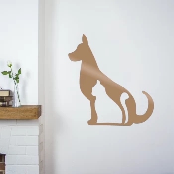 Image of Cat And Dog - Copper Copper Decorative Metal Wall Accessory