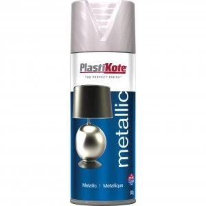 Image of Plastikote Metallic Aerosol Spray Paint Nickel 400ml