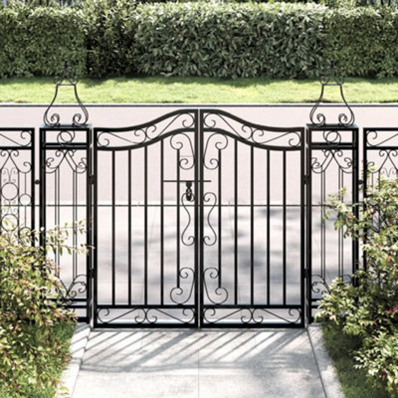 Image of Vidaxl Garden Gate Black 121X8X100 Cm Wrought Iron Garden Gates