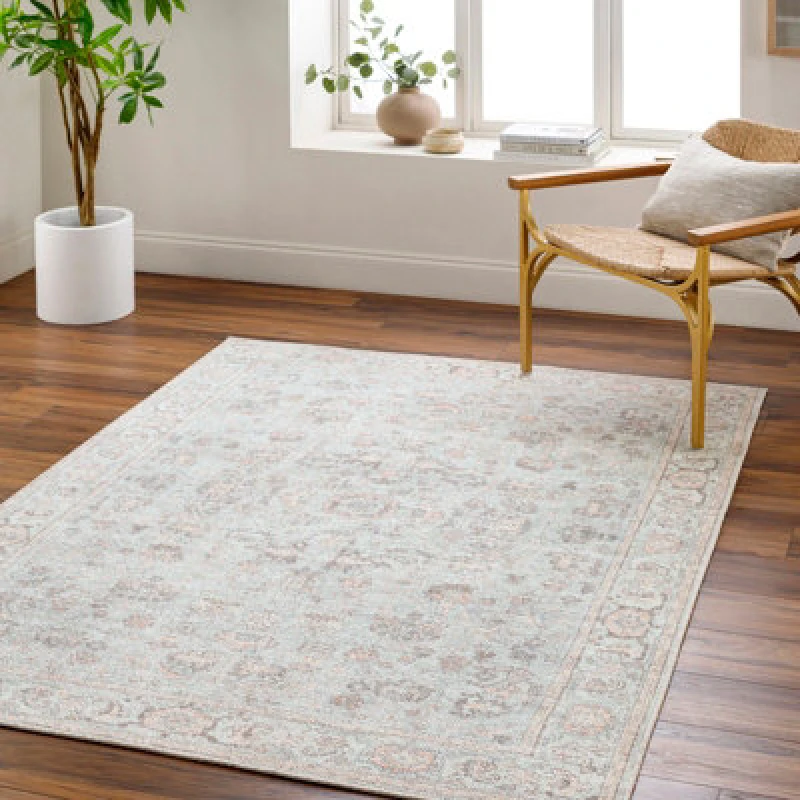 Image of Our Pnw Home X Livabliss Vintage Oriental Boho Grey/tan Olympic Area Rug 200 X 275cm - Easy Care, Ideal For Living Room & Bedroom