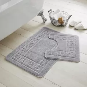 Image of Greek Key Patterned 2 Piece Bath Mat Set - TJ Hughes
