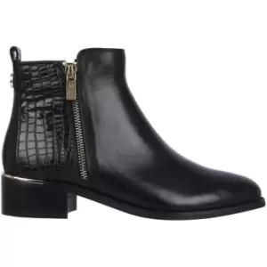 Image of Biba Leather Croc Zip Ankle Boot - Black