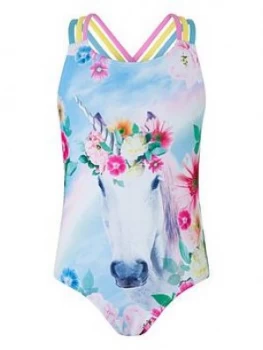 Image of Monsoon Girls S.E.W. Felicity Unicorn Swimsuit - Turquoise Size Age: 5-6 Years, Women
