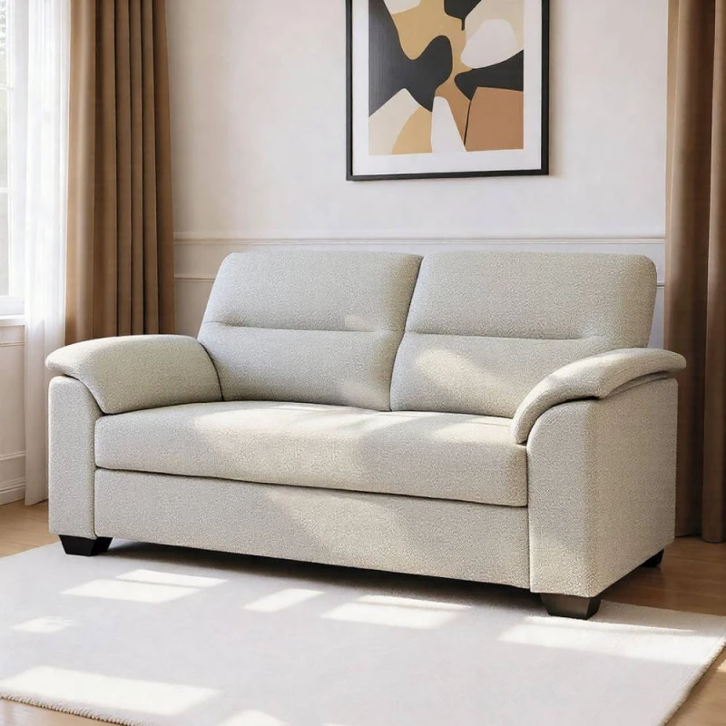 Image of Home Garden Direct Tivoli - 2 Seater Pull out Sofa Bed in Luxury Boucle Woven Fabric in Beige Beige Unisex 2 Seater