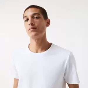 Image of Lacoste Mens Crew Neck Cotton Lounge T-Shirt 2-Pack Size 3 - S White