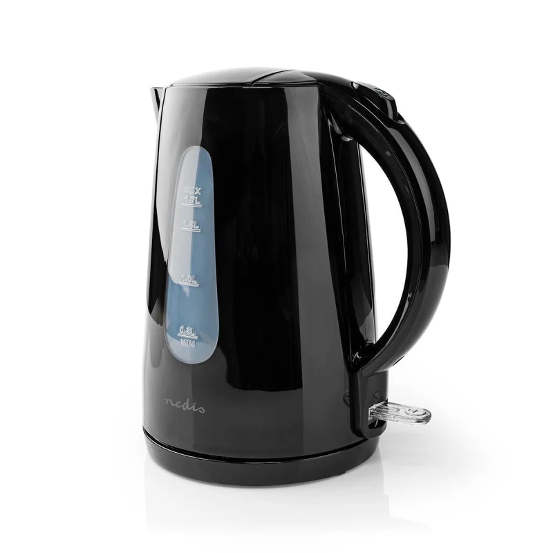 Image of Nedis Electric Kettle 1.7 l Plastic Black Rotatable 360 degrees Concealed heating element Strix controller Boil-dry protection CAB23110