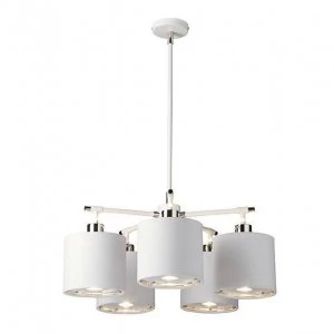 Image of 5 Light Multi Arm Ceiling Pendant Light White, Polished Nickel, E27
