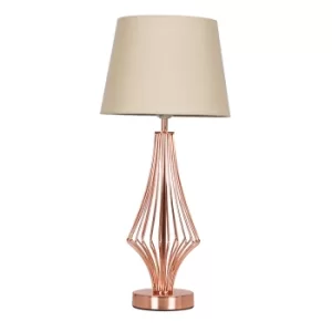 Image of Jaspa Copper Table Lamp with Beige Aspen Shade