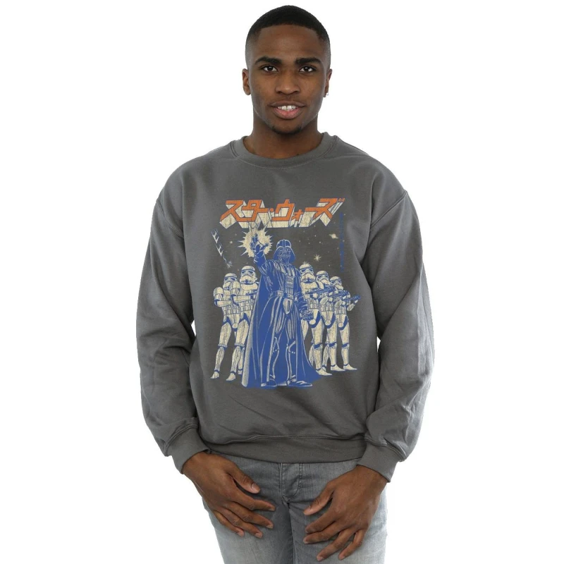 Image of Star Wars Star Wars Men Kanji Force Choke Sweatshirt in Charcoal Size: Small Charcoal S Male 5059276810092
