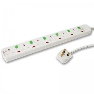 Image of Tacima 6 Way Switched Surge Protector 2M Lead