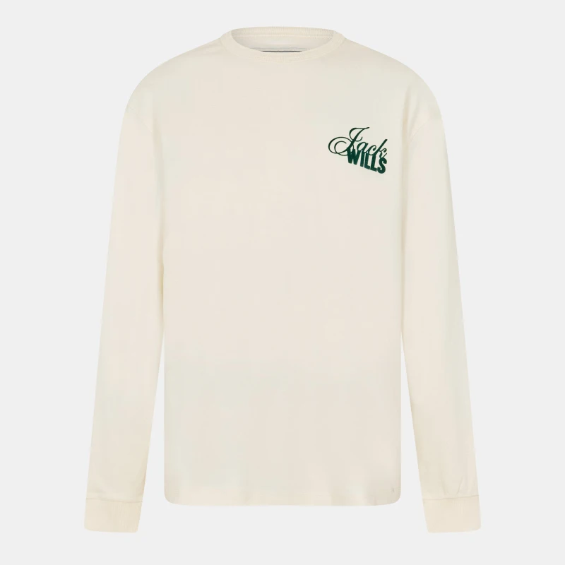 Image of Jack Wills Long Sleeve Vintage Rib T-Shirt - Beige Beige S